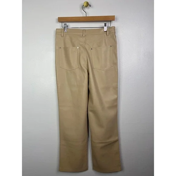 NWT Cami NYC Hanie Vegan Leather Back Pocket Straight Leg Ankle Tan Pant